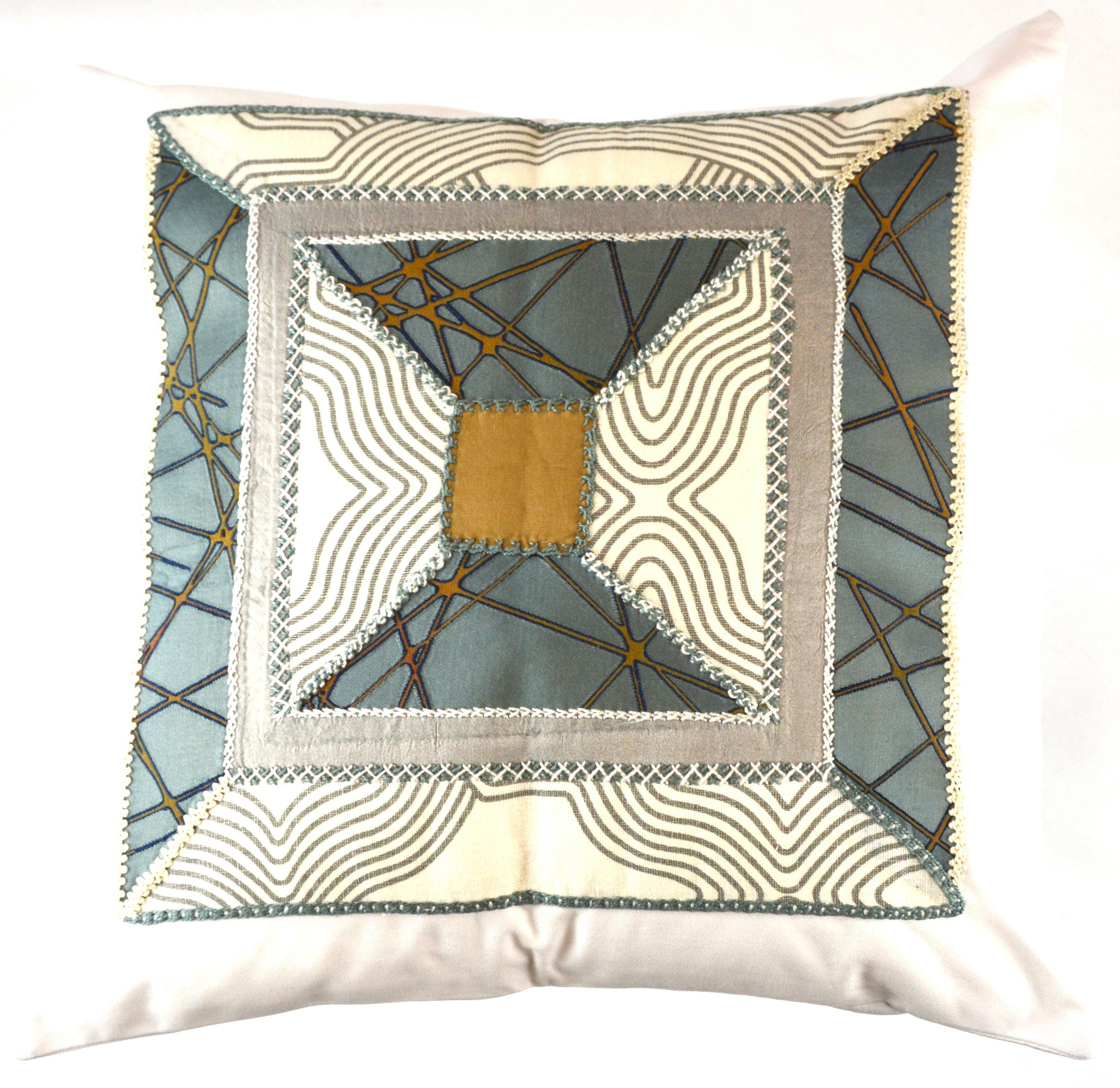 De Colores Design Embroidered Pillow on white Honduras Threads