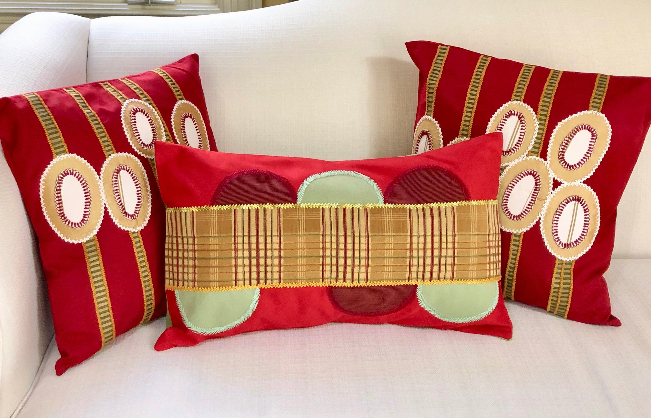 Maracas Design Embroidered Pillow on red Honduras Threads
