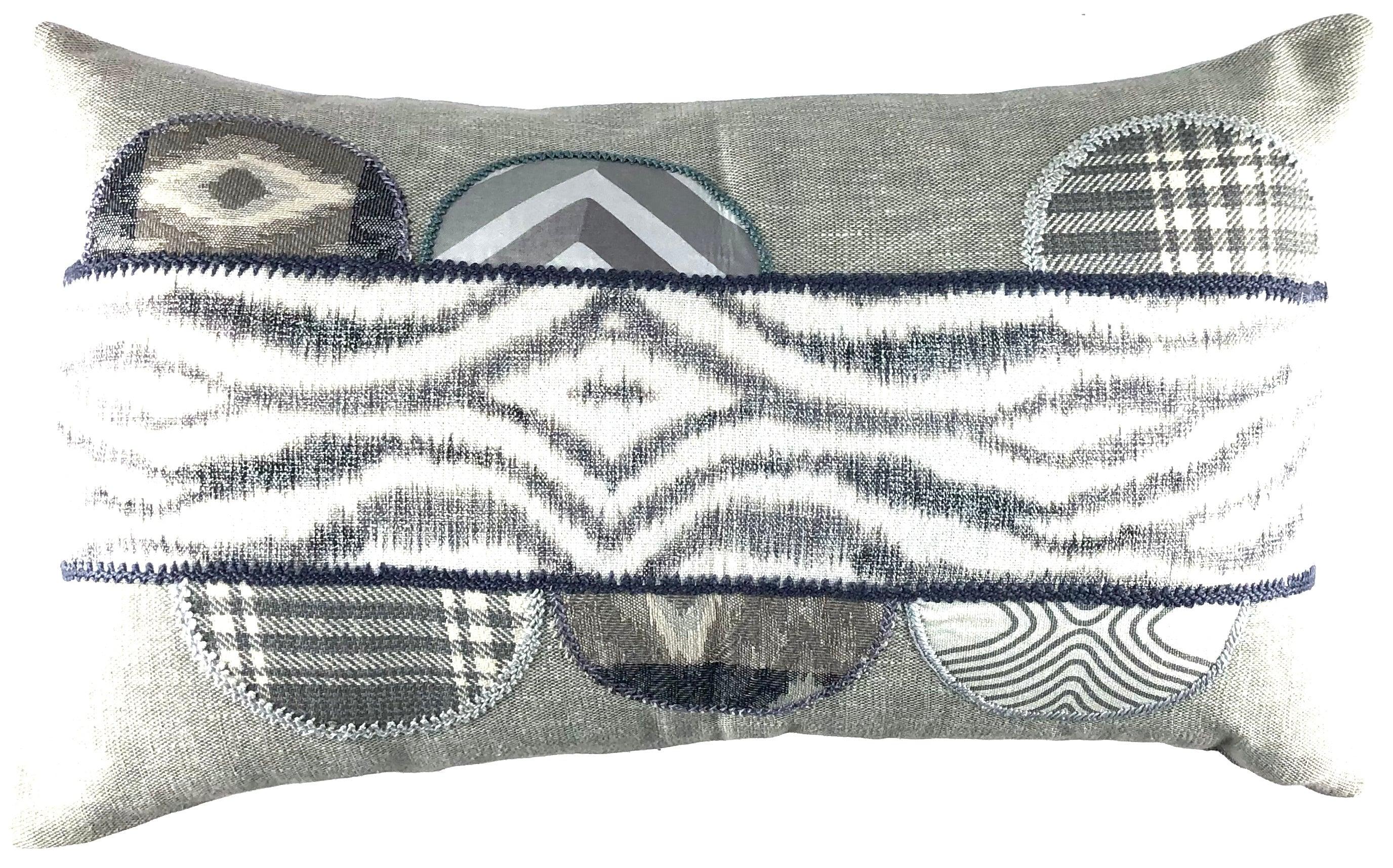 Piedras Lunar Design Embroidered Pillow on gray Honduras Threads
